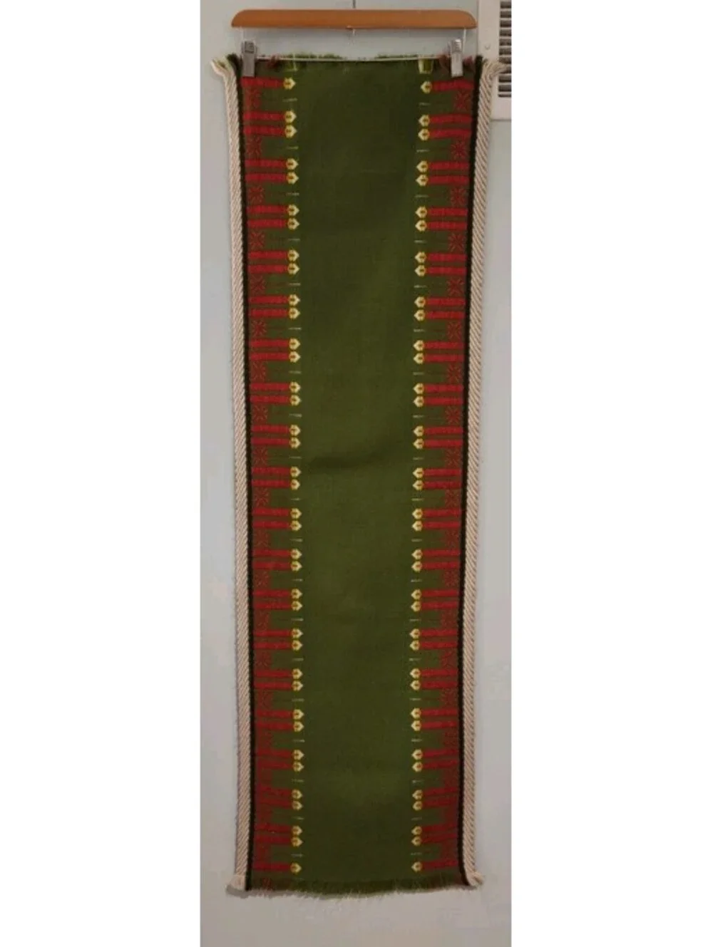 Areda 40 × 130 Green Red Yellow Candle Table Runner Vintage 60s 70s  Christmas